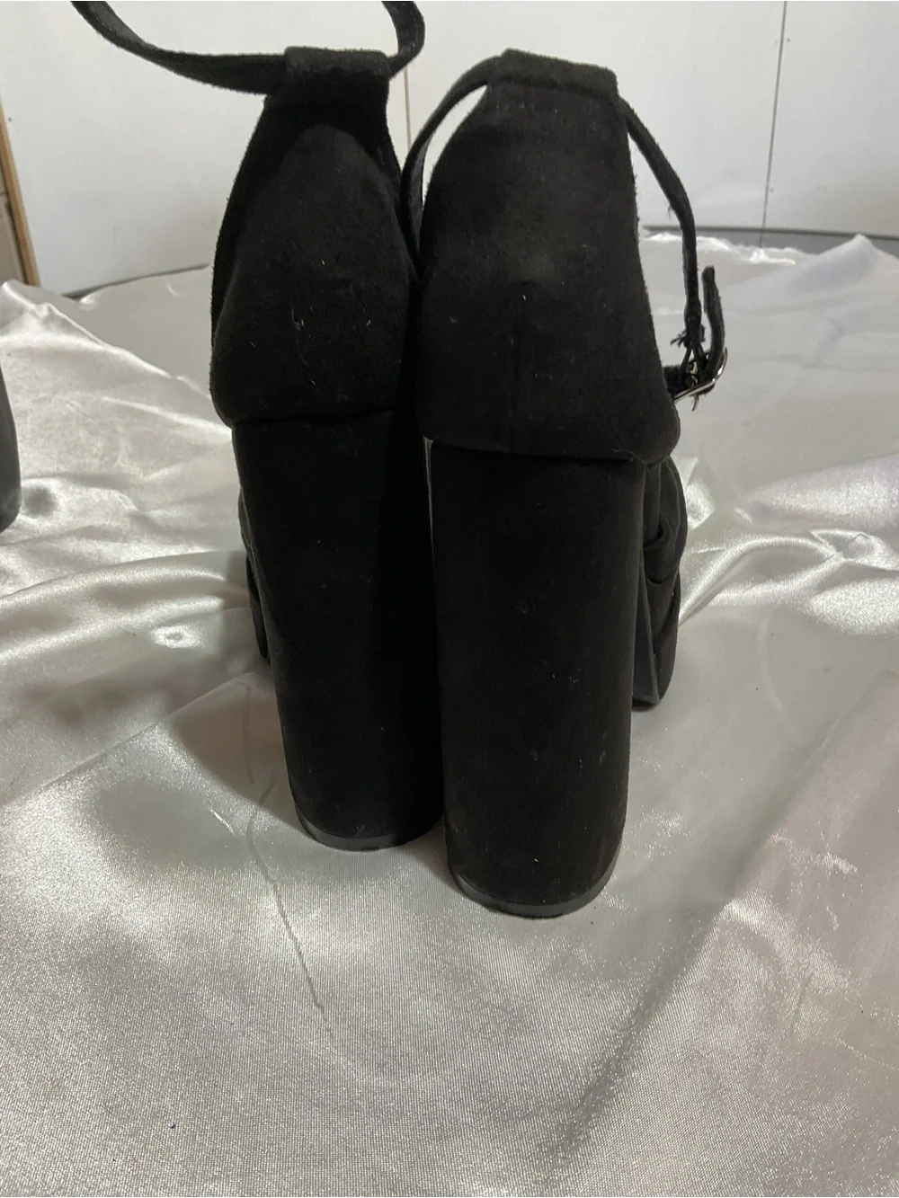 Black Platform Ankle-Strap Women's Heels